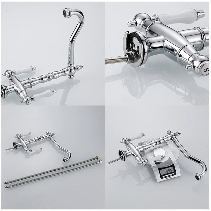 Kitchen Faucet Dual Handle Solid Brass & Ceramic Disc