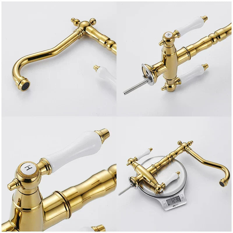 Kitchen Faucet Dual Handle Solid Brass & Ceramic Disc