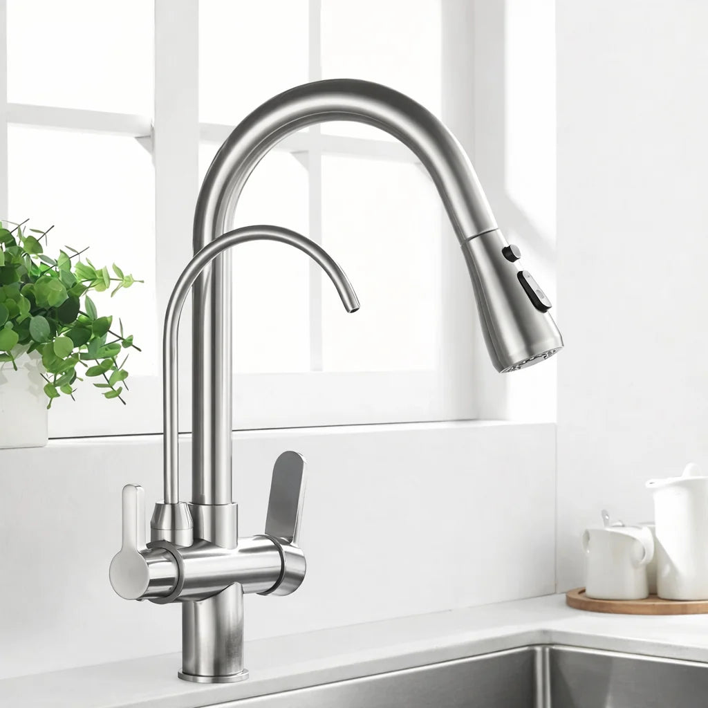 Kitchen Faucet Filtered Outlet Pull-Out Sprayer 360° Rotation