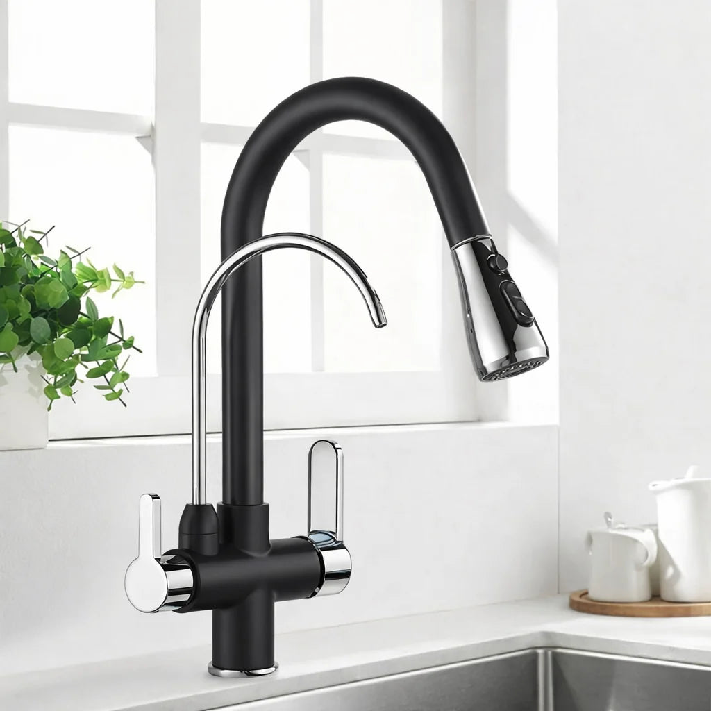 Kitchen Faucet Filtered Outlet Pull-Out Sprayer 360° Rotation