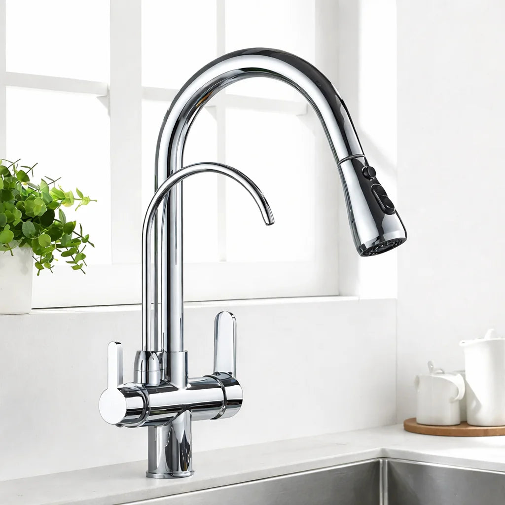 Kitchen Faucet Filtered Outlet Pull-Out Sprayer 360° Rotation
