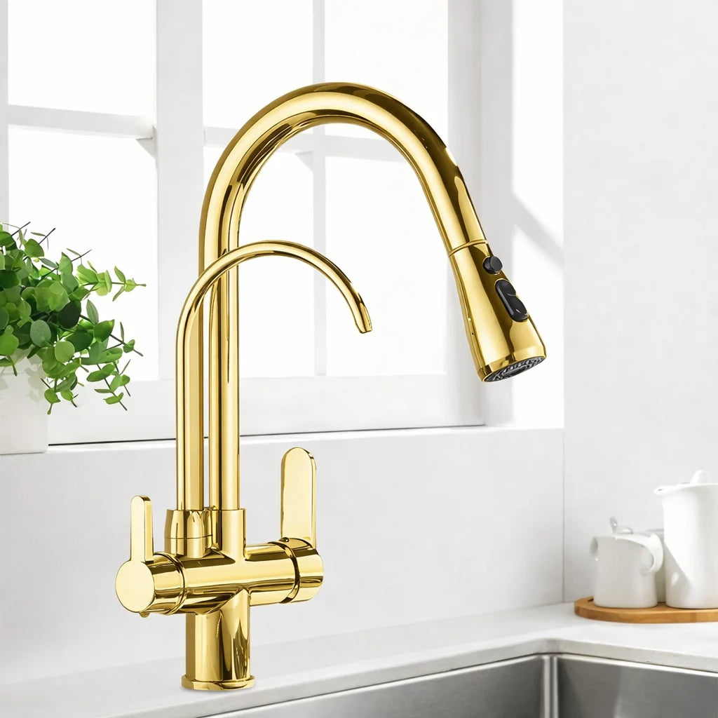 Kitchen Faucet Filtered Outlet Pull-Out Sprayer 360° Rotation