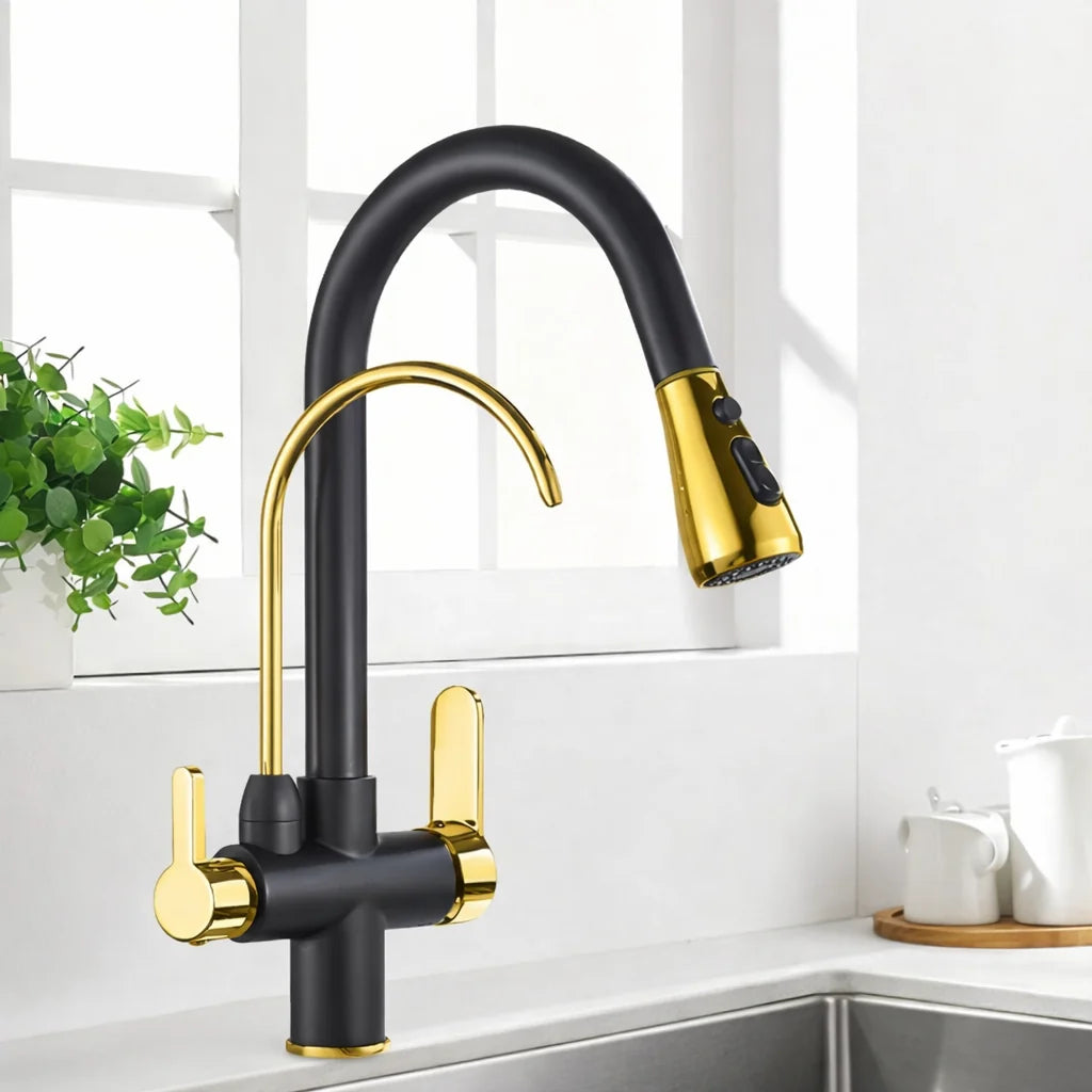 Kitchen Faucet Filtered Outlet Pull-Out Sprayer 360° Rotation