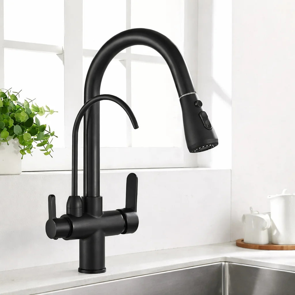 Kitchen Faucet Filtered Outlet Pull-Out Sprayer 360° Rotation