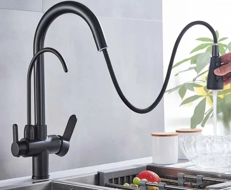 Kitchen Faucet Filtered Outlet Pull-Out Sprayer 360° Rotation