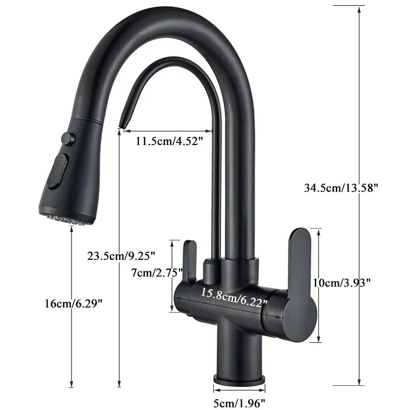 Kitchen Faucet Filtered Outlet Pull-Out Sprayer 360° Rotation