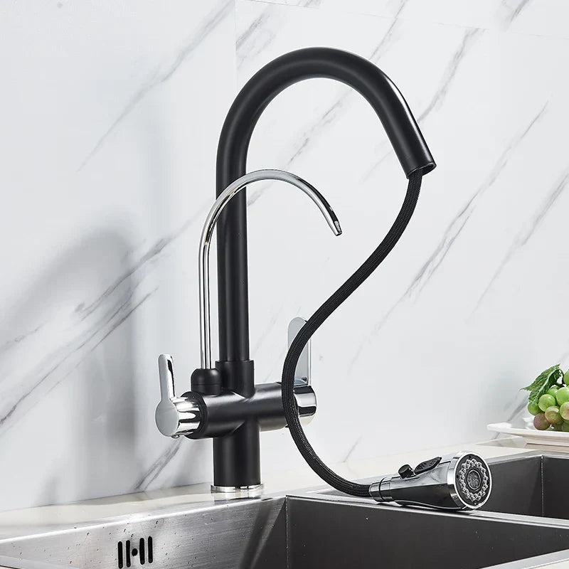 Kitchen Faucet Filtered Outlet Pull-Out Sprayer 360° Rotation