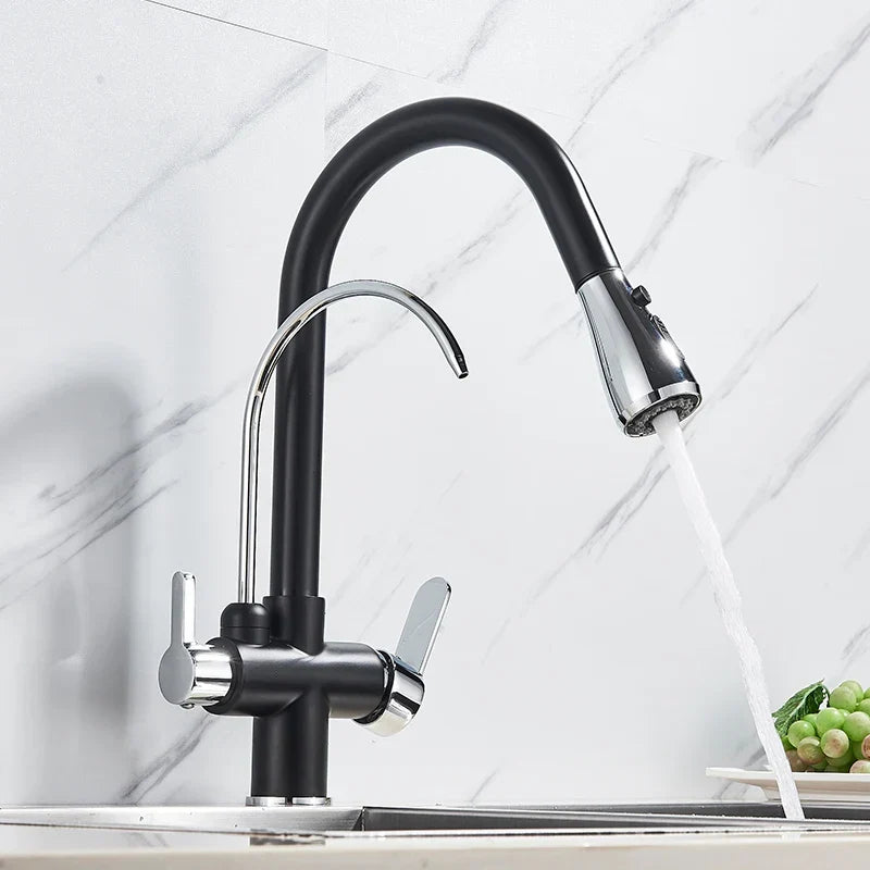 Kitchen Faucet Filtered Outlet Pull-Out Sprayer 360° Rotation