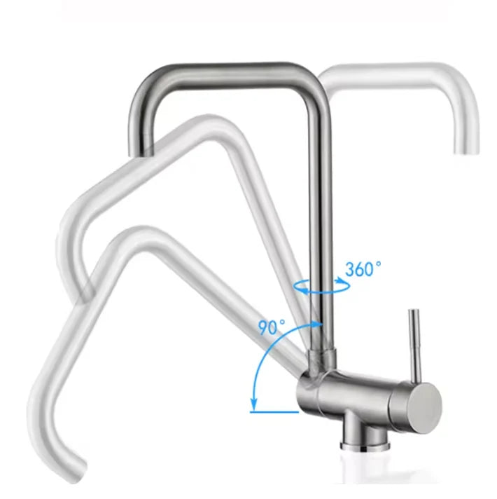 Kitchen Faucet Foldable Spout 360 Degree Swivel Dual Spray