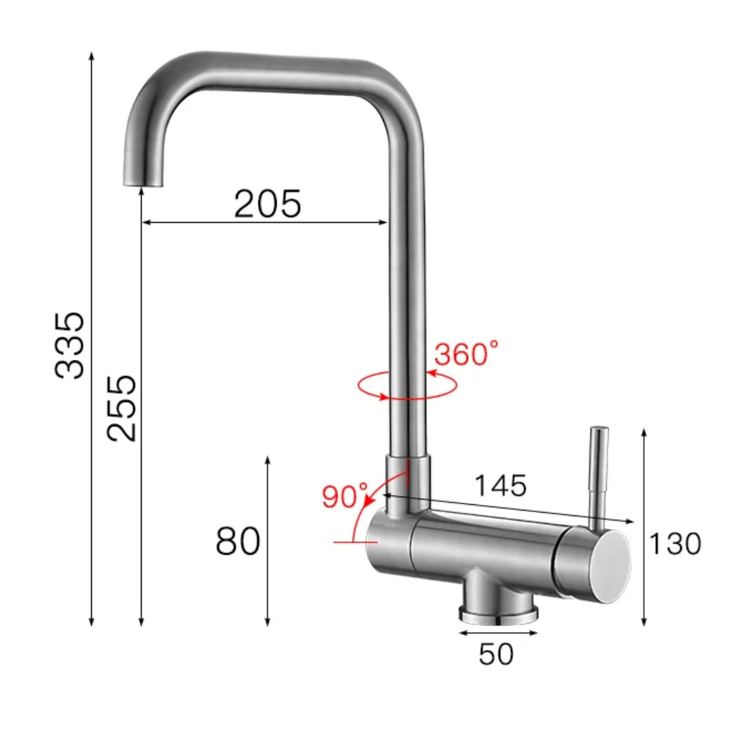 Kitchen Faucet Foldable Spout 360 Degree Swivel Dual Spray