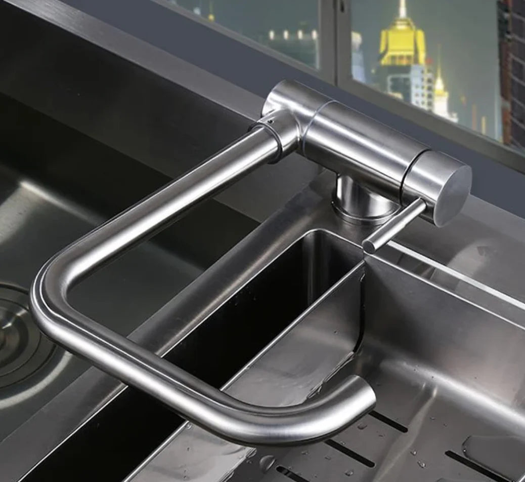 Kitchen Faucet Foldable Spout 360 Degree Swivel Dual Spray