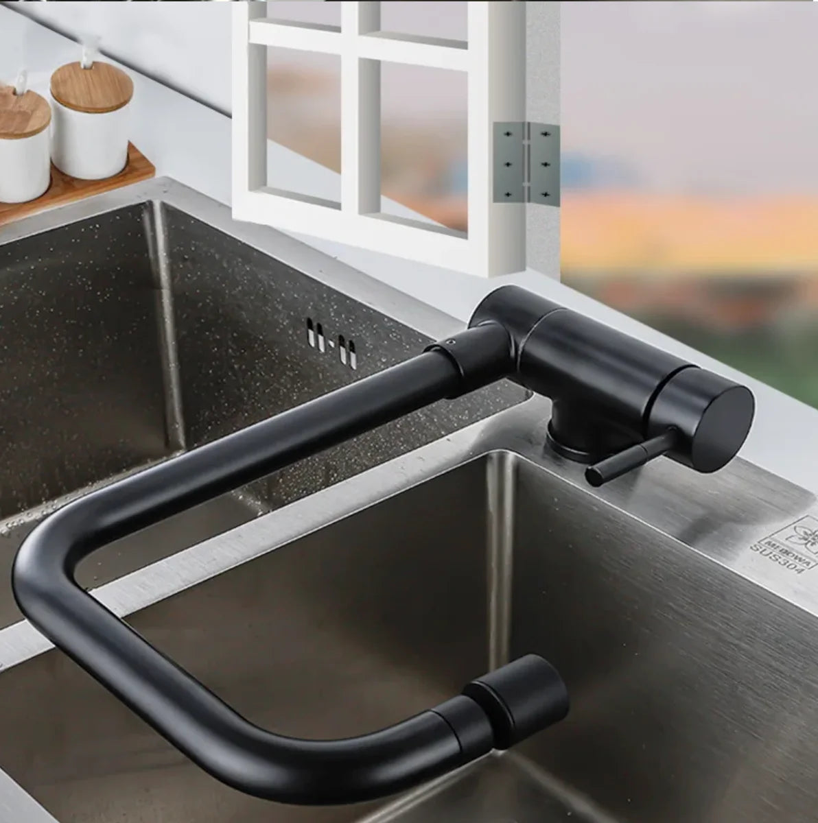 Kitchen Faucet Foldable Spout 360 Degree Swivel Dual Spray
