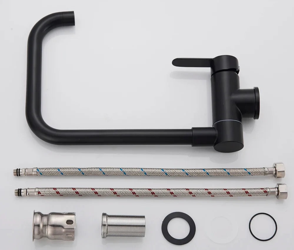 Kitchen Faucet Foldable Spout 360 Degree Swivel Dual Spray