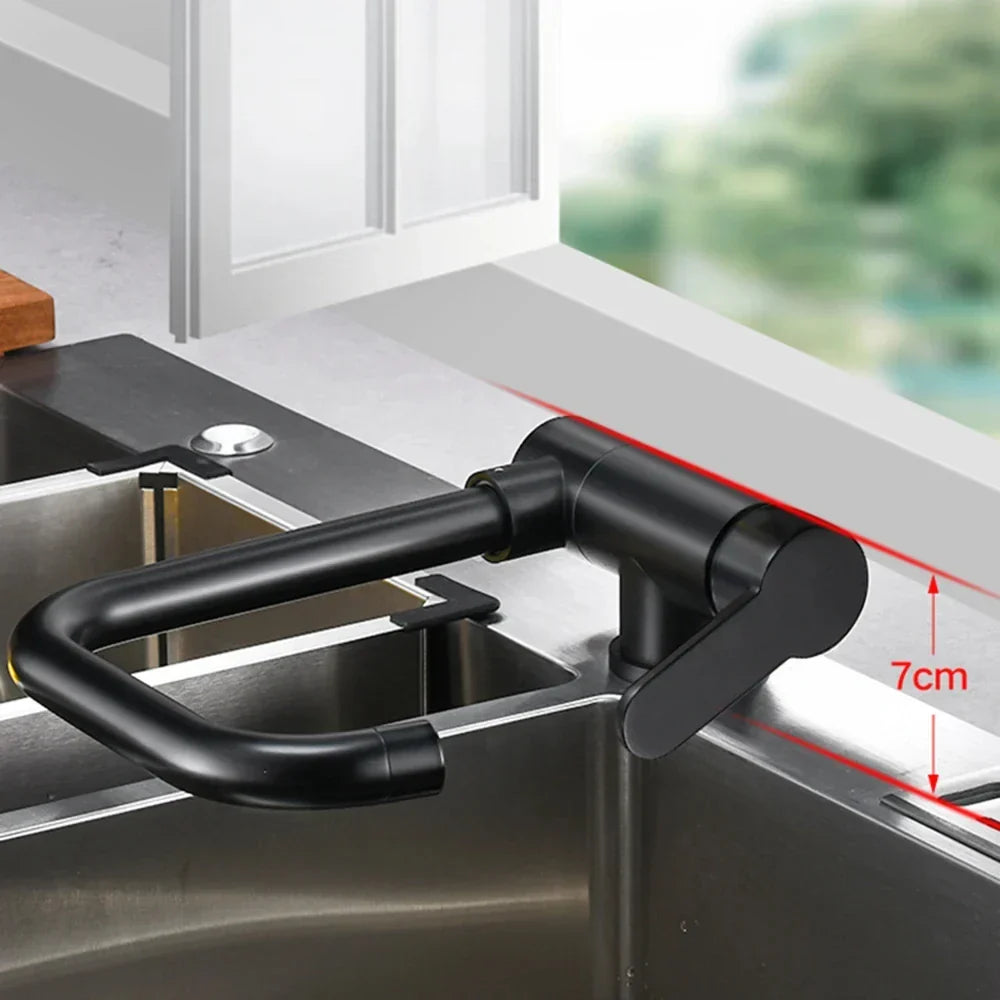 Kitchen Faucet Foldable Spout 360 Degree Swivel Dual Spray