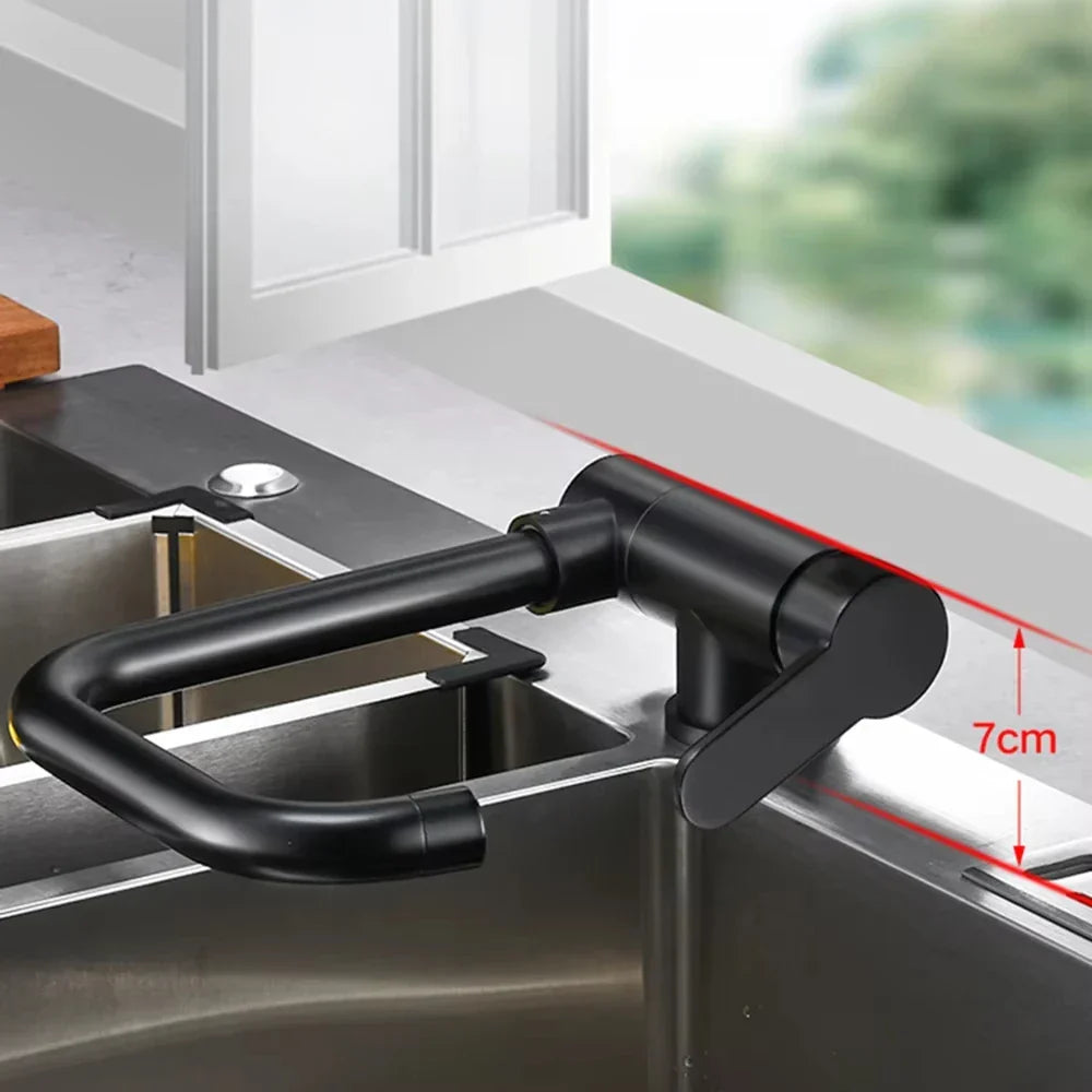 Kitchen Faucet Foldable Spout 360 Degree Swivel Dual Spray