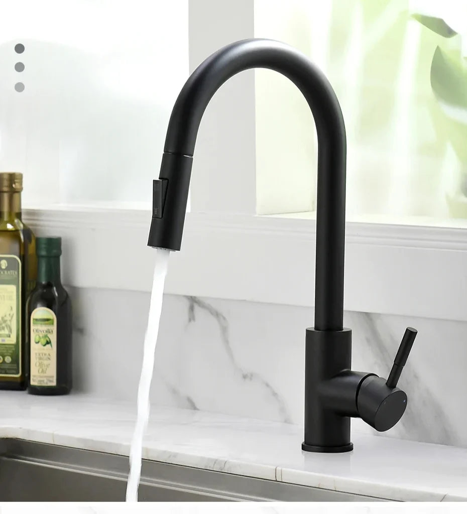 Kitchen Faucet Pull-Out Spout Single-Handle Silver Finish