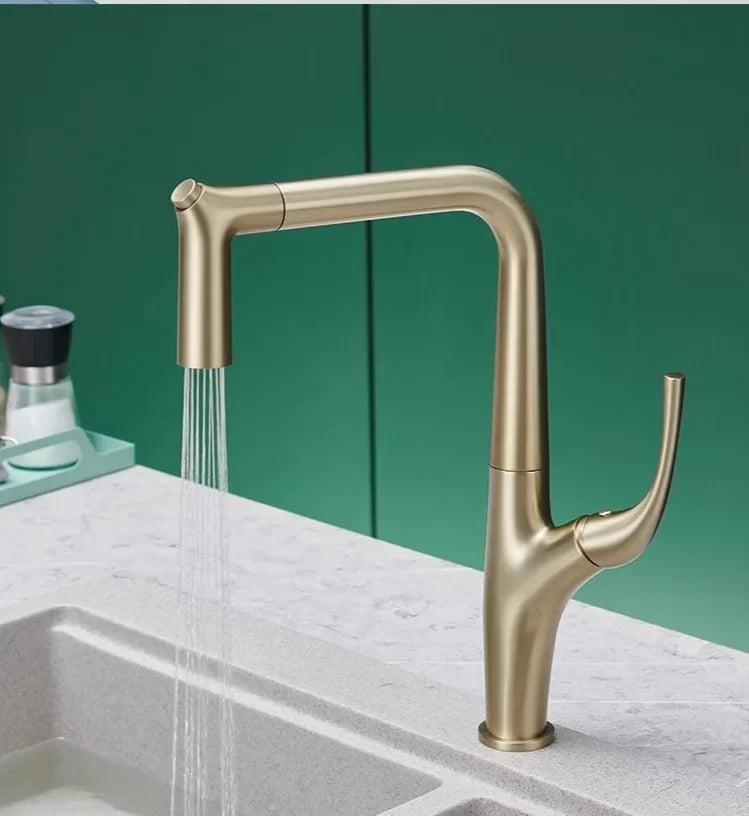 Kitchen Faucet Pull-Out Spray Solid Brass 360 Swivel