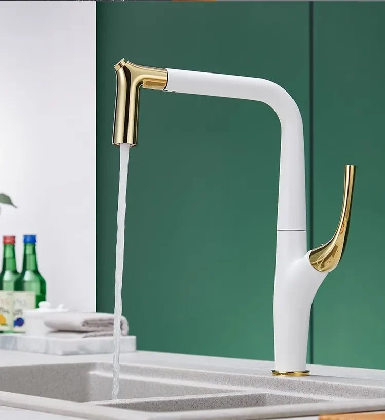 Kitchen Faucet Pull-Out Spray Solid Brass 360 Swivel