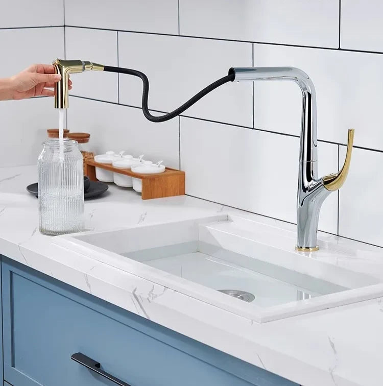 Kitchen Faucet Pull-Out Spray Solid Brass 360 Swivel