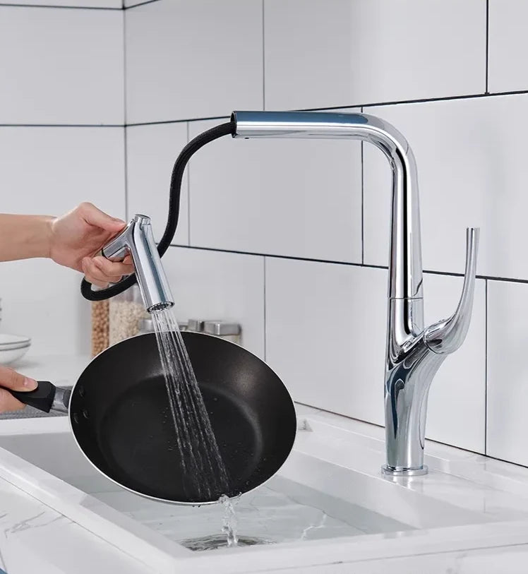 Kitchen Faucet Pull-Out Spray Solid Brass 360 Swivel