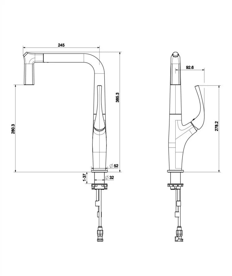 Kitchen Faucet Pull-Out Spray Solid Brass 360 Swivel