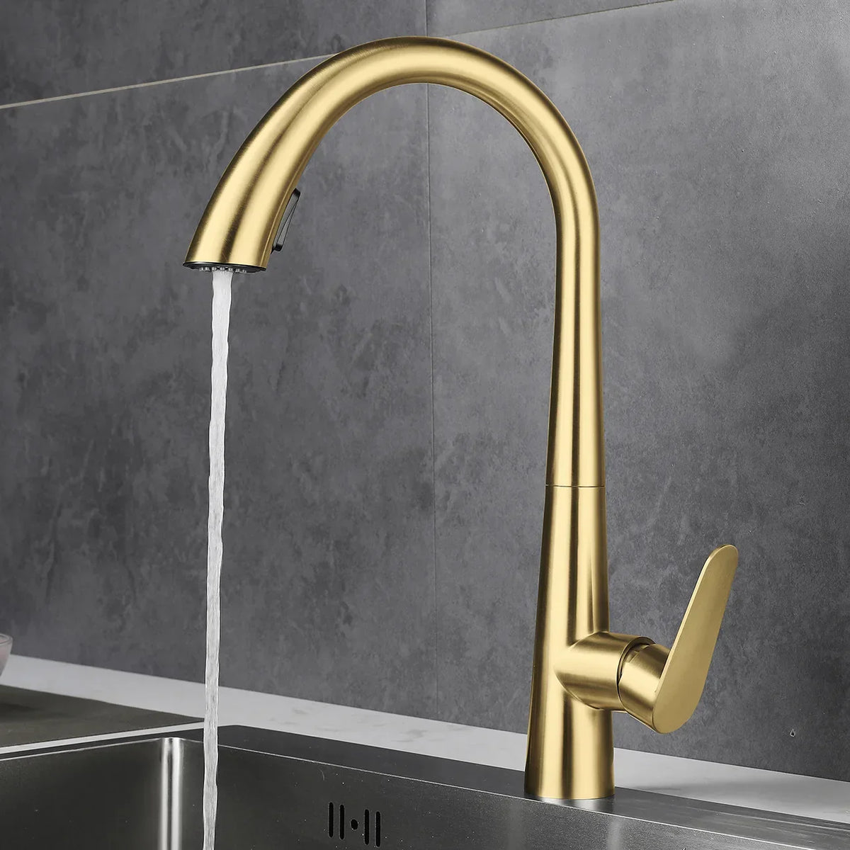 Kitchen Faucet Pull-Out Sprayer & Single-Handle 304 Stainless Steel