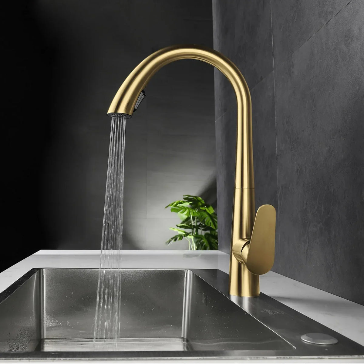 Kitchen Faucet Pull-Out Sprayer & Single-Handle 304 Stainless Steel