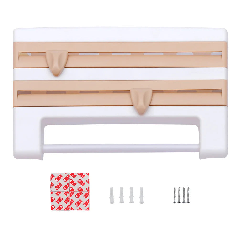 Kitchen Roll Holder 4-In-1 Wall-Mount Self-Adhesive Foil Cutter