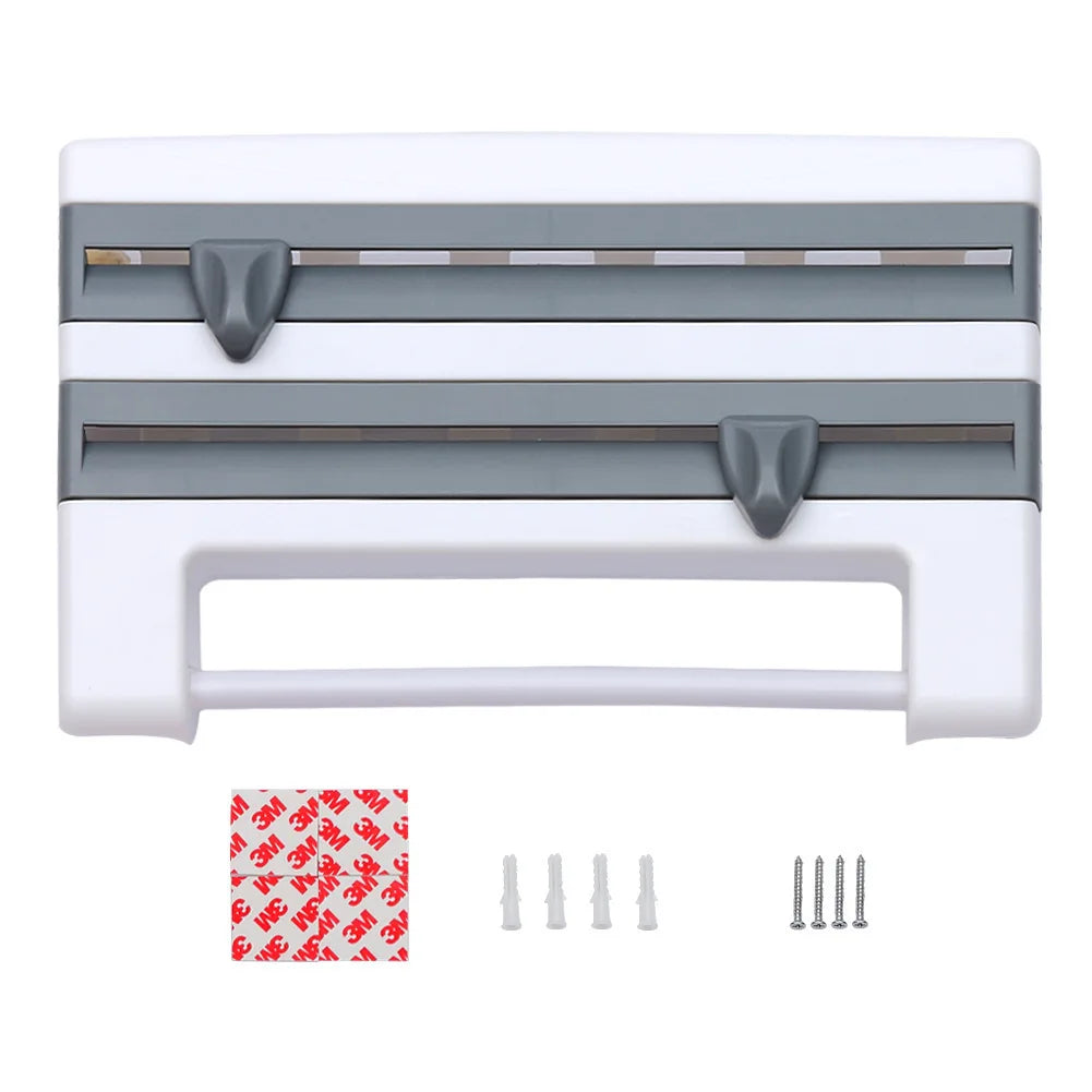 Kitchen Roll Holder 4-In-1 Wall-Mount Self-Adhesive Foil Cutter