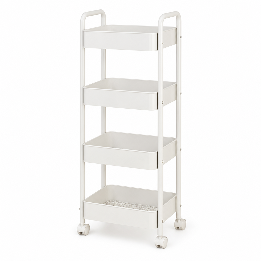 Kitchen Rolling Cart Carbon Steel Wheels & Removable Boxes
