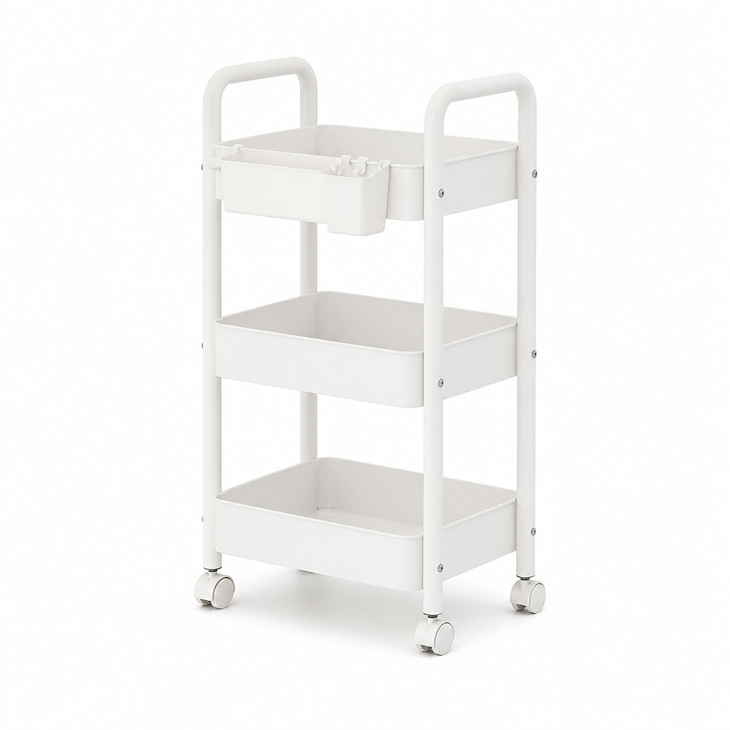 Kitchen Rolling Cart Carbon Steel Wheels & Removable Boxes