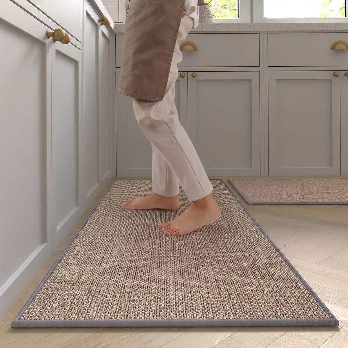 Kitchen Runner Non-Slip Braided Faux-Sisal Machine Washable