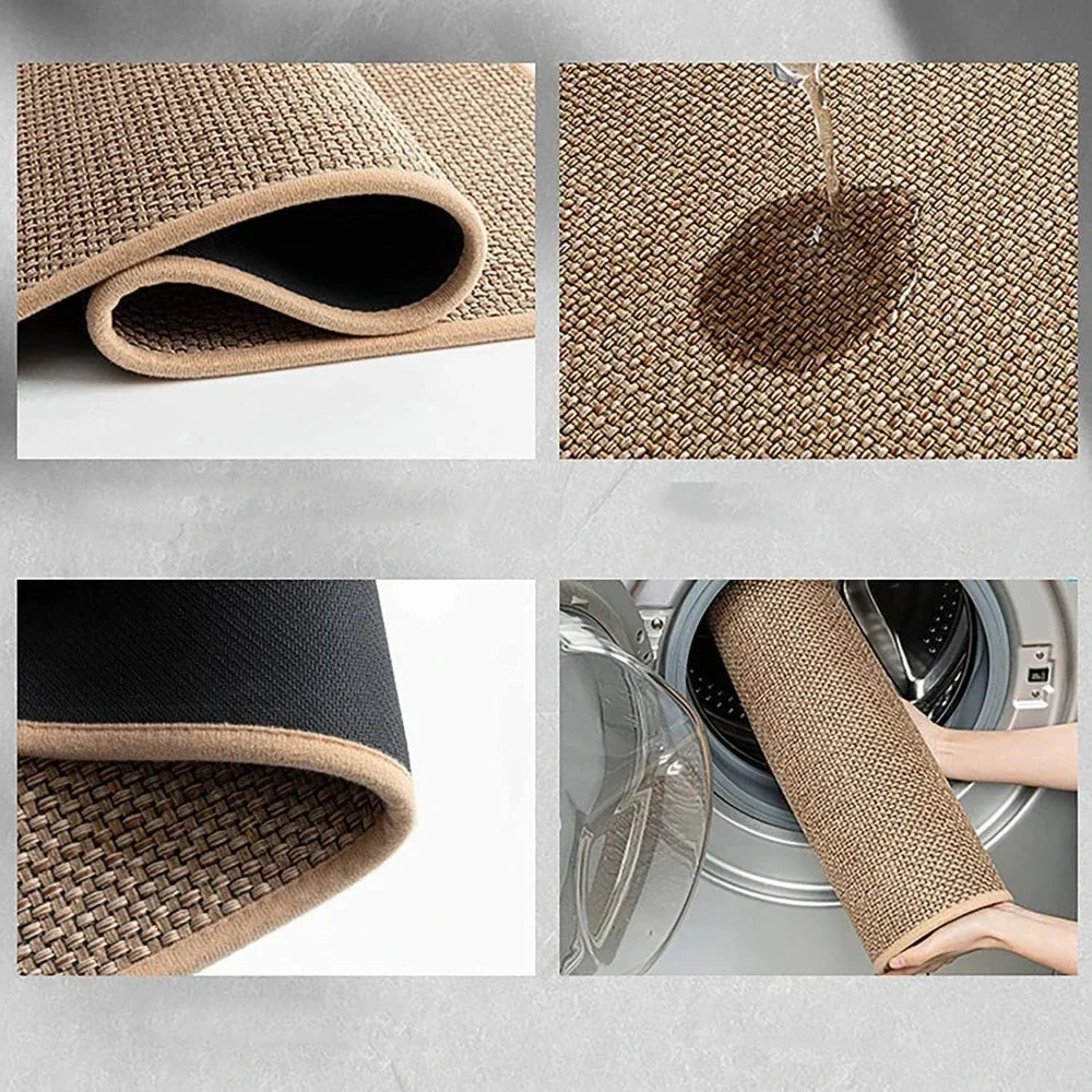 Kitchen Runner Non-Slip Braided Faux-Sisal Machine Washable