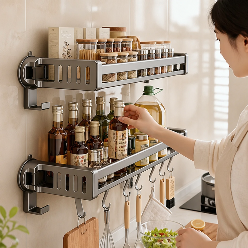 Kitchen Shelf Suction Cups & Hooks Rust-Resistant Metal