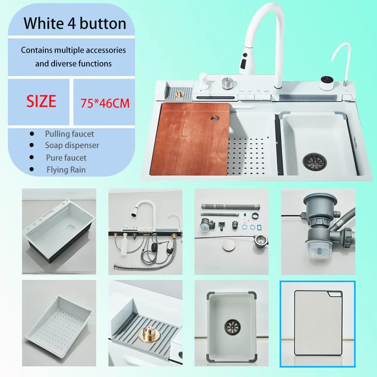 Kitchen Sink Stainless Steel Digital Faucet & Soap Dispenser