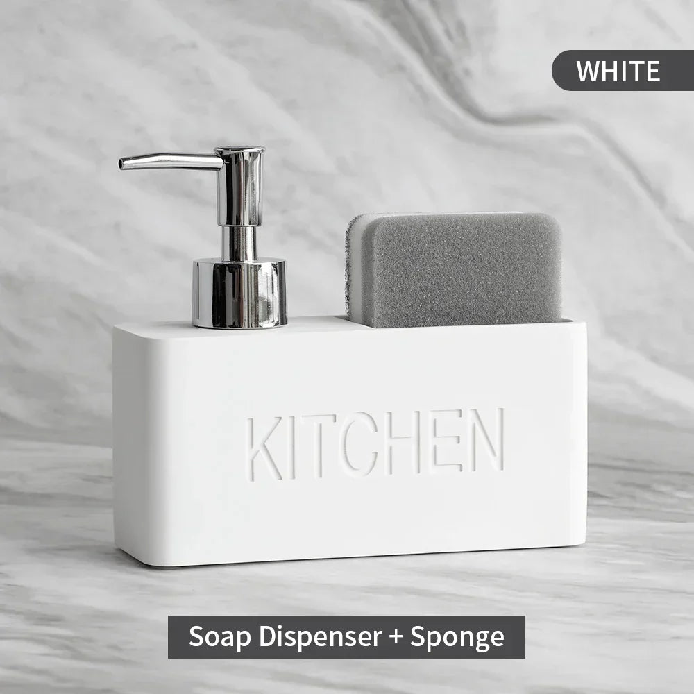 Kitchen Soap Dispenser & Sponge Holder Refillable Space-Saving