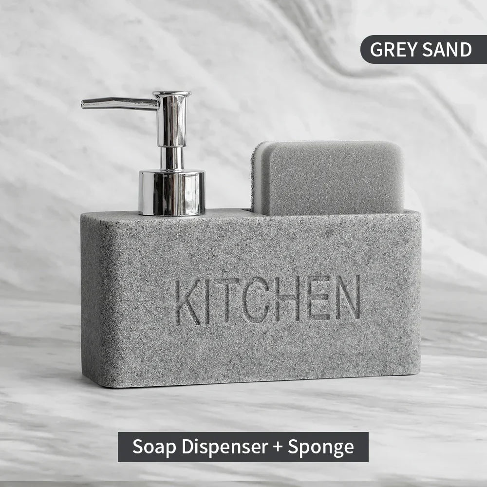 Kitchen Soap Dispenser & Sponge Holder Refillable Space-Saving