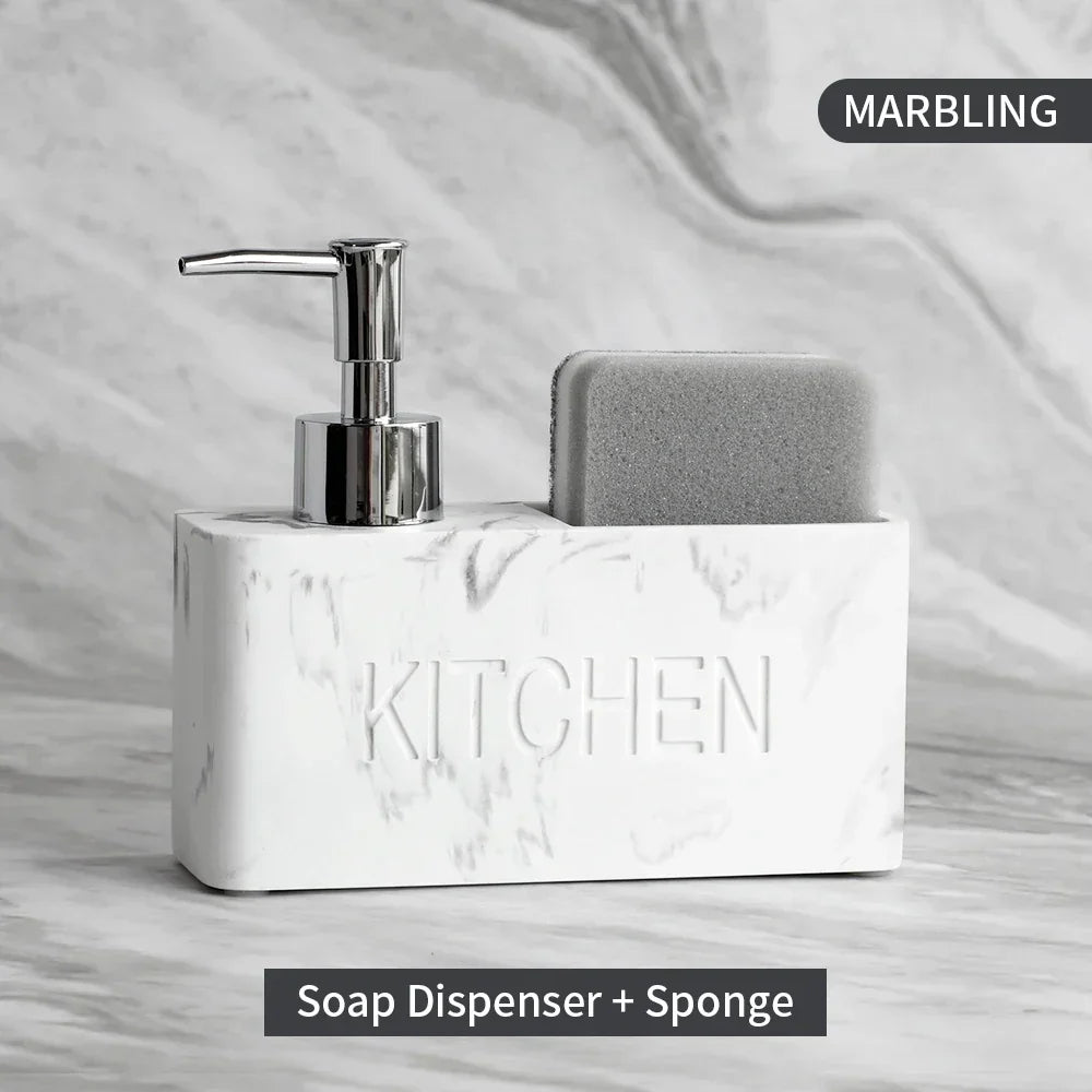 Kitchen Soap Dispenser & Sponge Holder Refillable Space-Saving