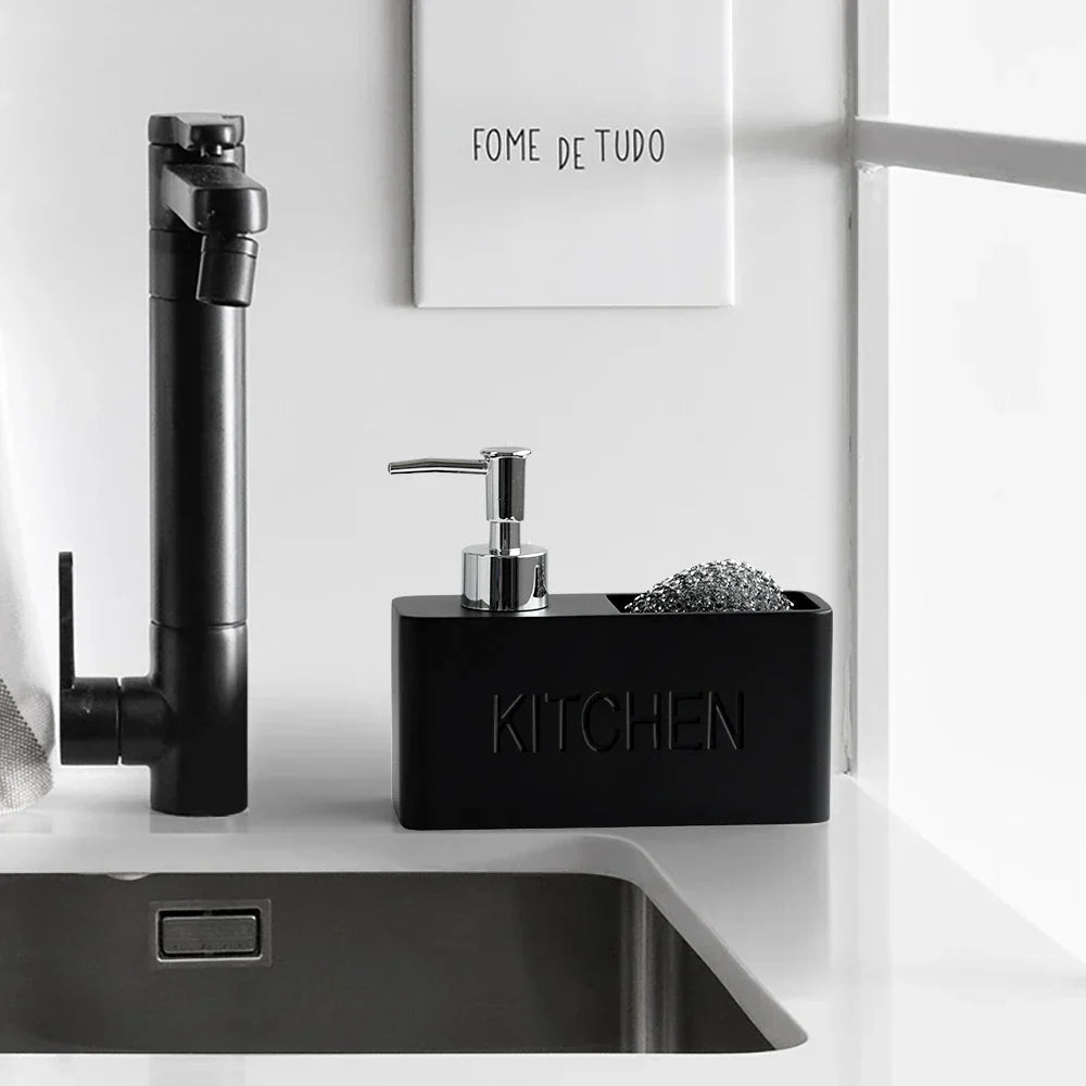 Kitchen Soap Dispenser & Sponge Holder Refillable Space-Saving