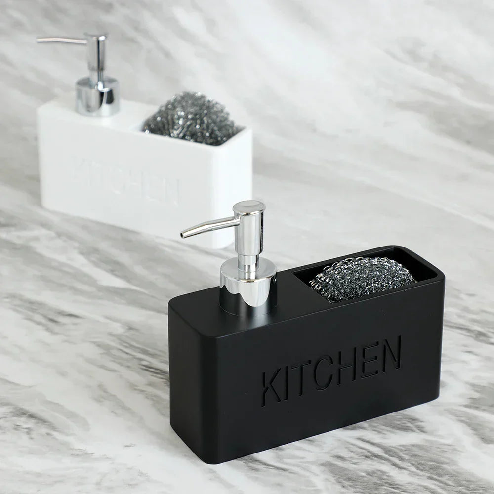 Kitchen Soap Dispenser & Sponge Holder Refillable Space-Saving