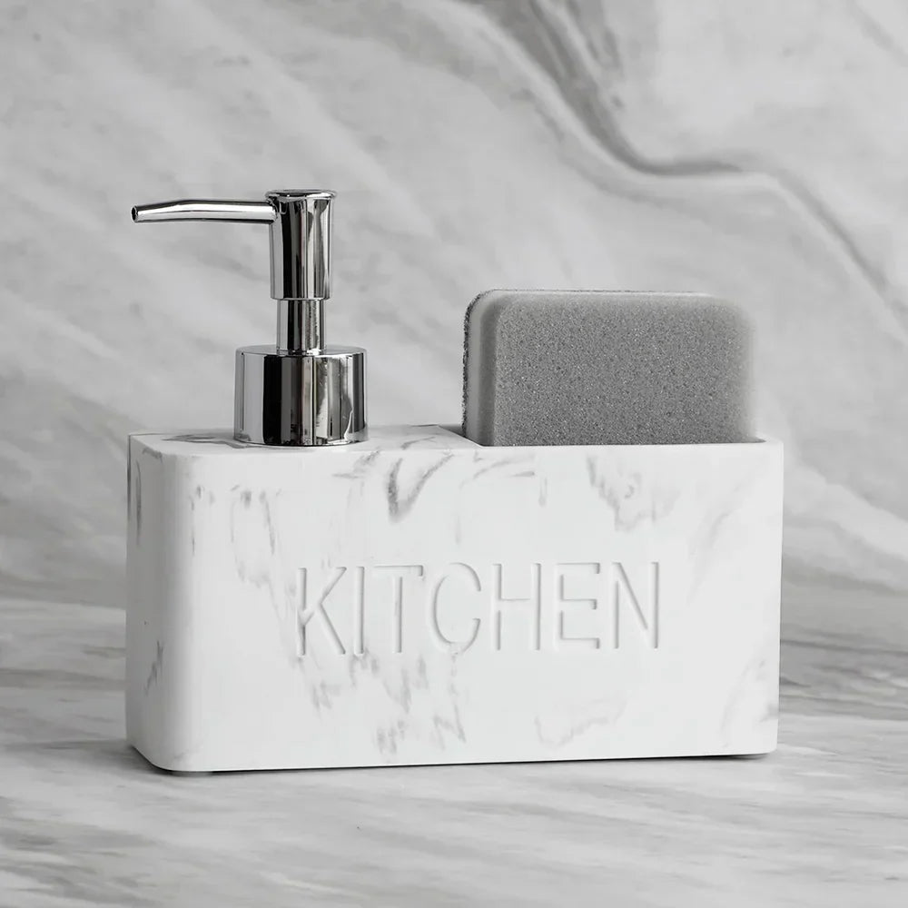Kitchen Soap Dispenser & Sponge Holder Refillable Space-Saving