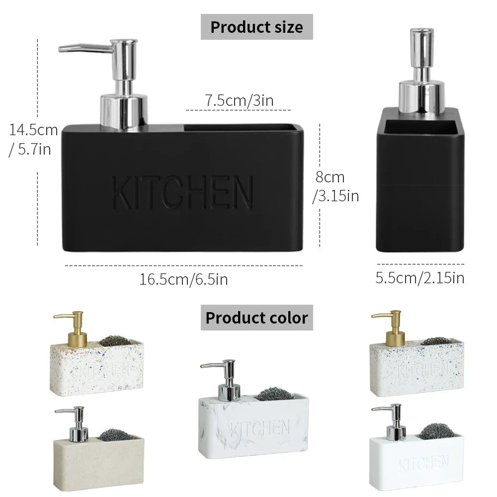 Kitchen Soap Dispenser & Sponge Holder Refillable Space-Saving