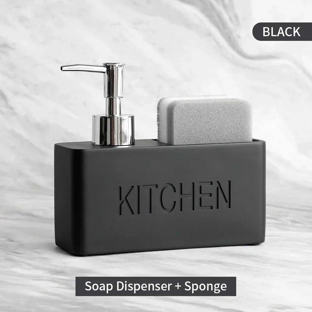 Kitchen Soap Dispenser & Sponge Holder Refillable Space-Saving