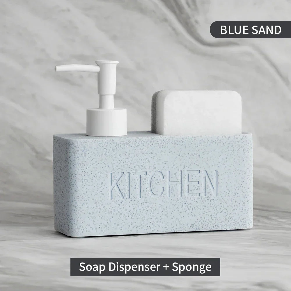 Kitchen Soap Dispenser & Sponge Holder Refillable Space-Saving