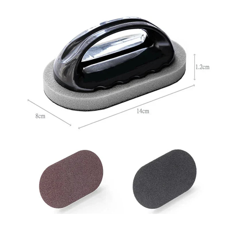Kitchen Sponge Brush Melamine Fiber 2-In-1 Ergonomic Handle