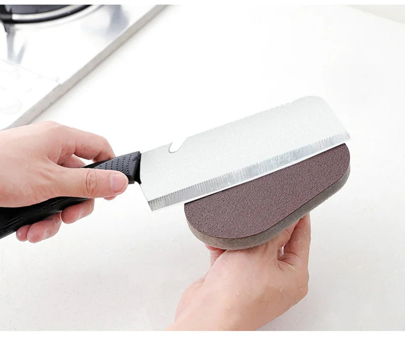 Kitchen Sponge Brush Melamine Fiber 2-In-1 Ergonomic Handle