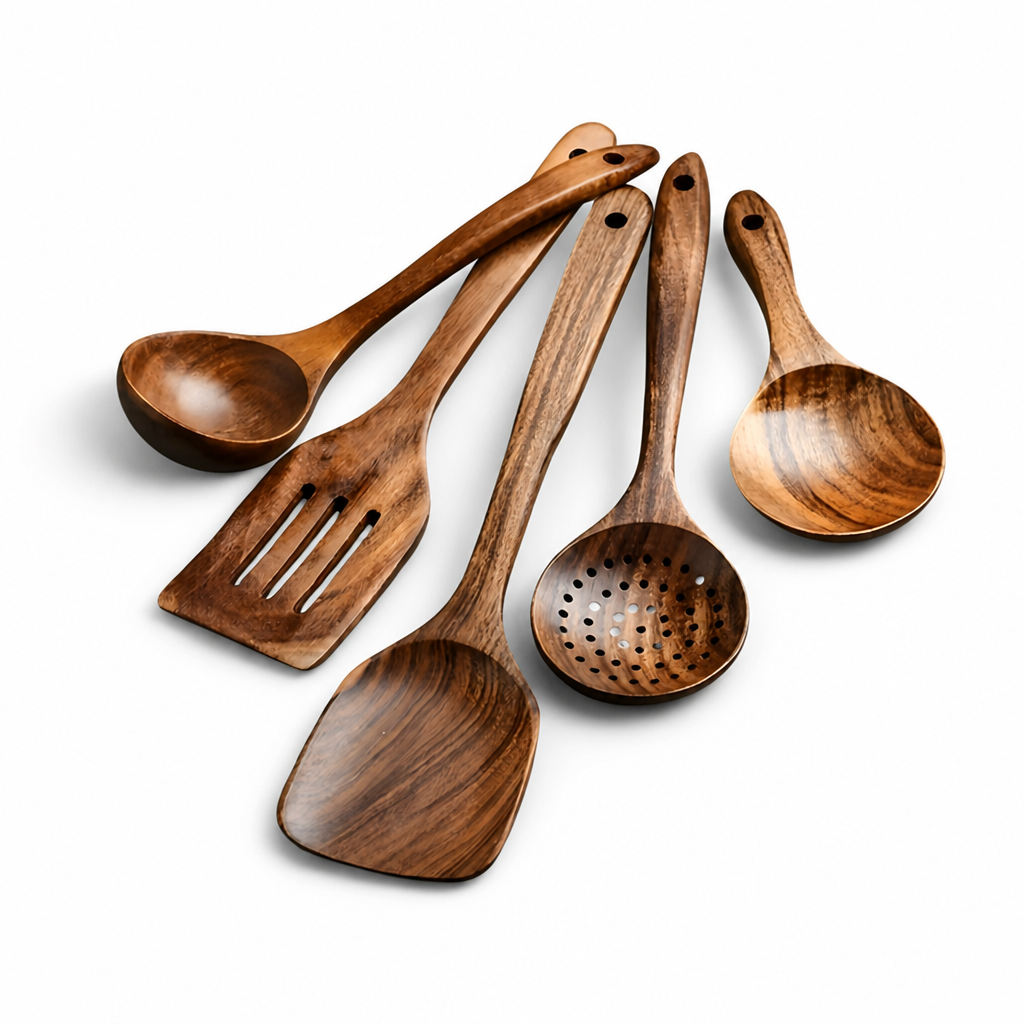 Kitchen Utensil Set Heat-Resistant Wood Non-Scratch Set of 11