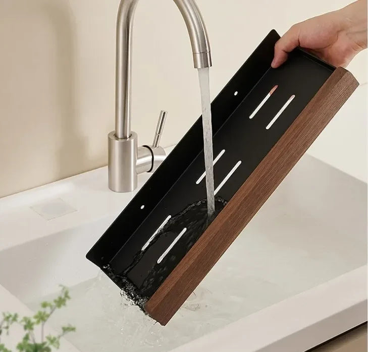 Kitchen Wall Shelf Drill-Free Metal & Wood Finish
