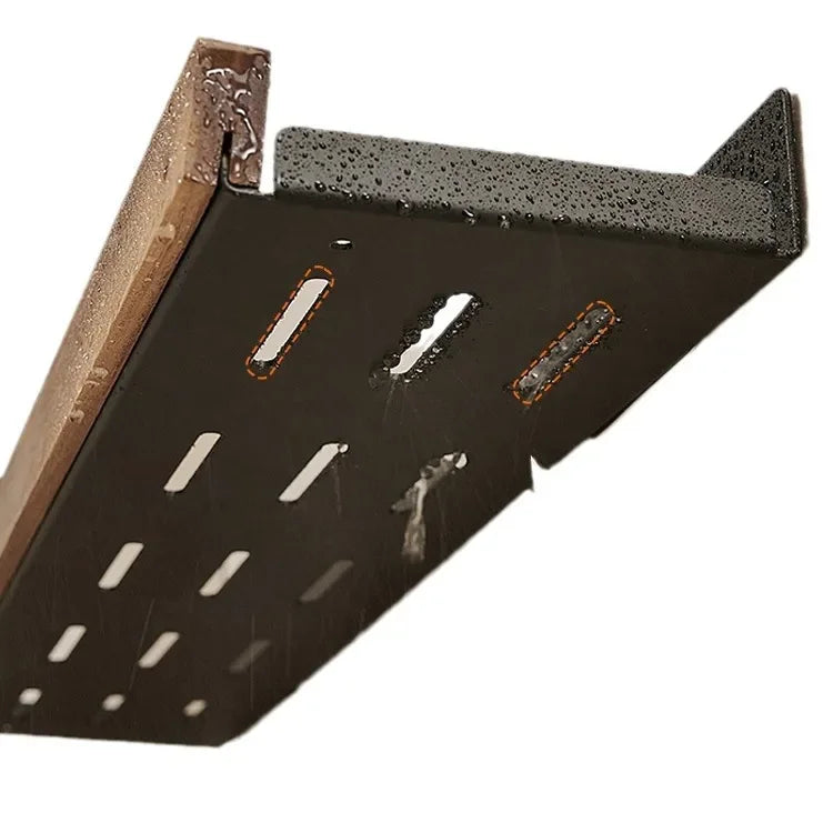 Kitchen Wall Shelf Drill-Free Metal & Wood Finish