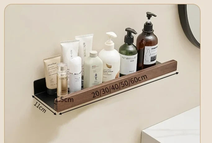 Kitchen Wall Shelf Drill-Free Metal & Wood Finish